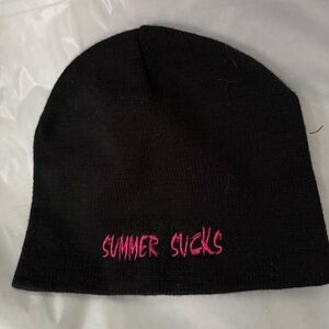 Port and Company Black Beanie with Pink Embroidery